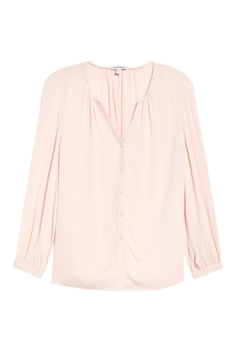 V-Neck Button-Up Top, Alternate, color, PINK WISP