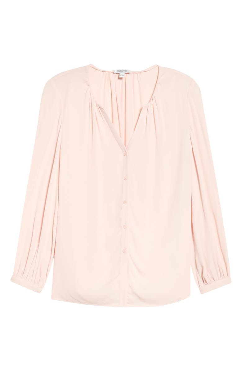 Nordstrom V-Neck Button-Up Top, Main, color, Pink Wisp