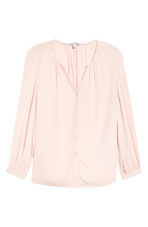 V-Neck Button-Up Top