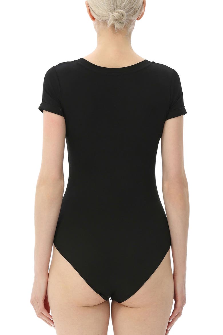 Women's V-Neck Basic Bodysuit, Alternate, color, Black