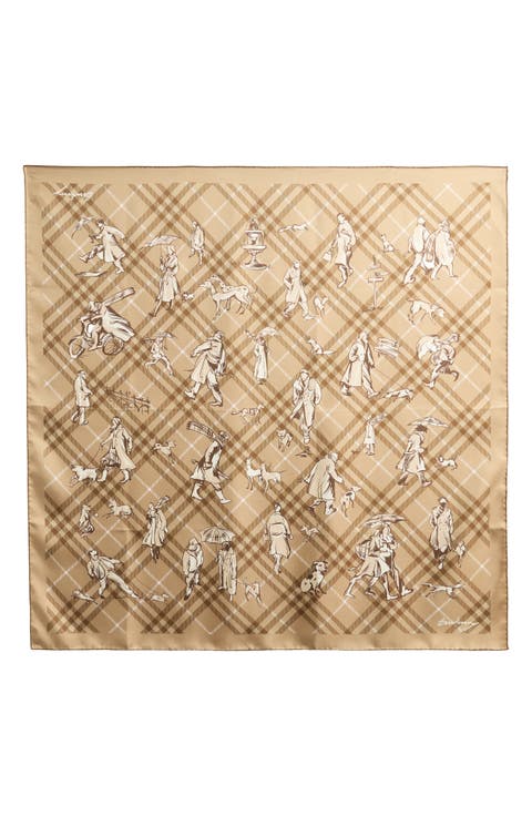 Check & Paws on Parade Print Square Silk Twill Scarf