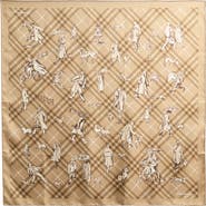 Burberry Check & Paws on Parade Print Square Silk Twill Scarf