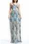 Idalia Metalllic Abstract Floral Print One-Shoulder Gown
