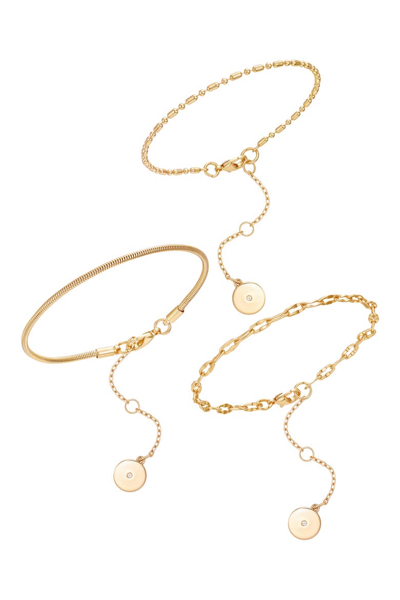 Set of 3 Stackable Chain Bracelets, Main, color, GOLDTONE