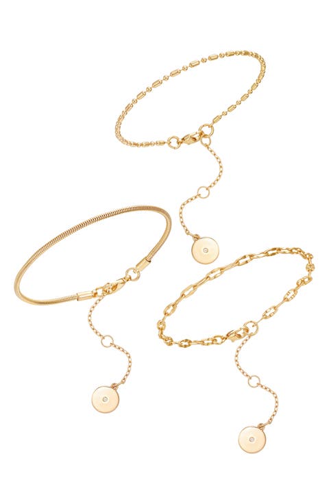 Set of 3 Stackable Chain Bracelets