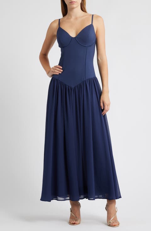 Bustier Drop Waist Evening Gown