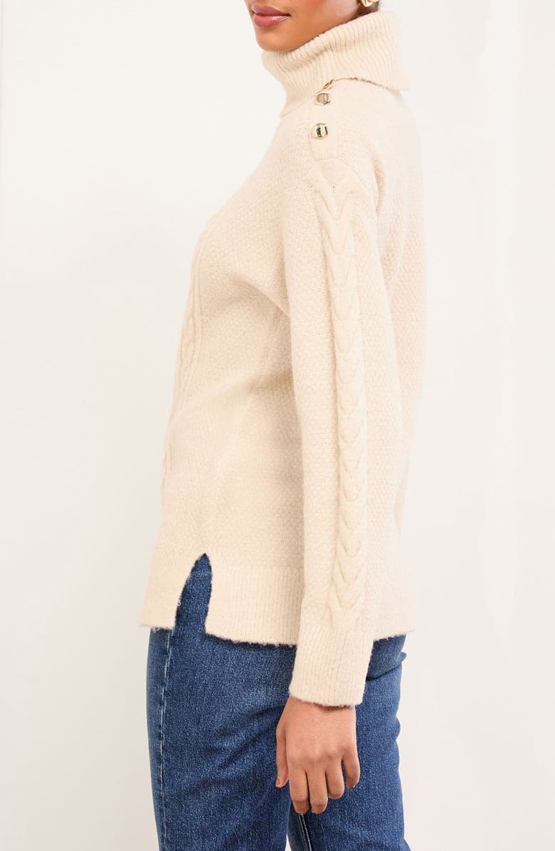 Lipsy Cable Knit Turtleneck Sweater, Alternate, color, Neutral