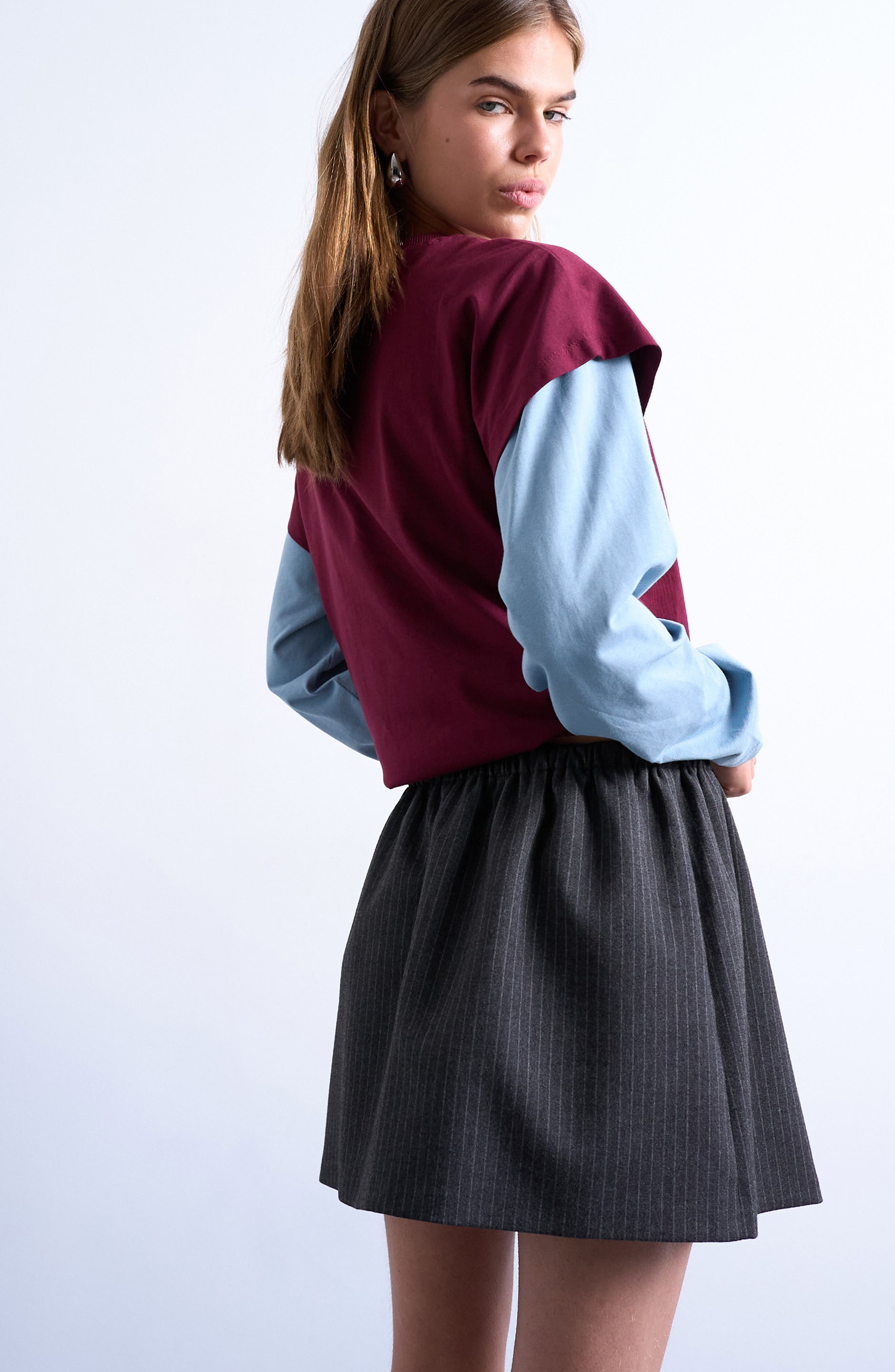 Pinstripe Low Rise Micro Miniskirt - image 2