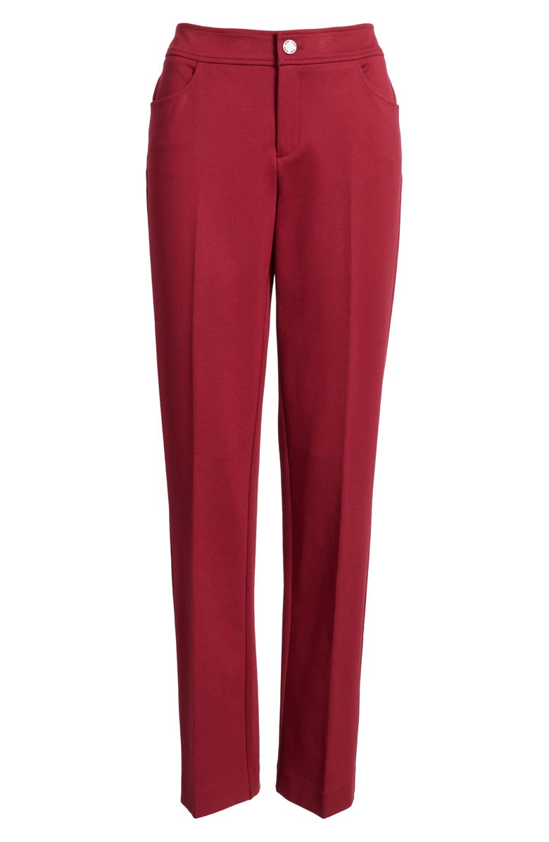 Anne Klein Flat Front Bootcut Pants, Alternate, color, Ruby Red