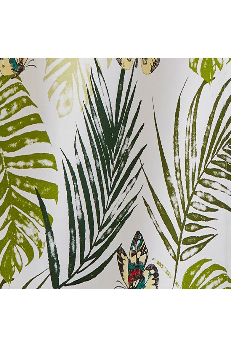 Set of 2 Palm Butterfly Print Green Black Stripe Dishtowels, Alternate, color, Green