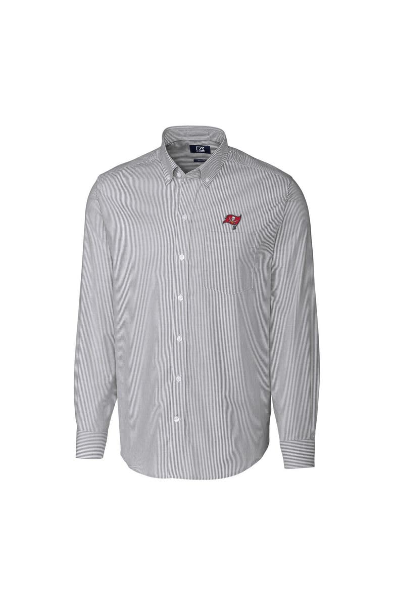 Cutter & Buck Men's Cutter & Buck Charcoal Tampa Bay Buccaneers Big & Tall Stretch Striped Oxford Long Sleeve Woven Button Down Shirt, Main, color, 