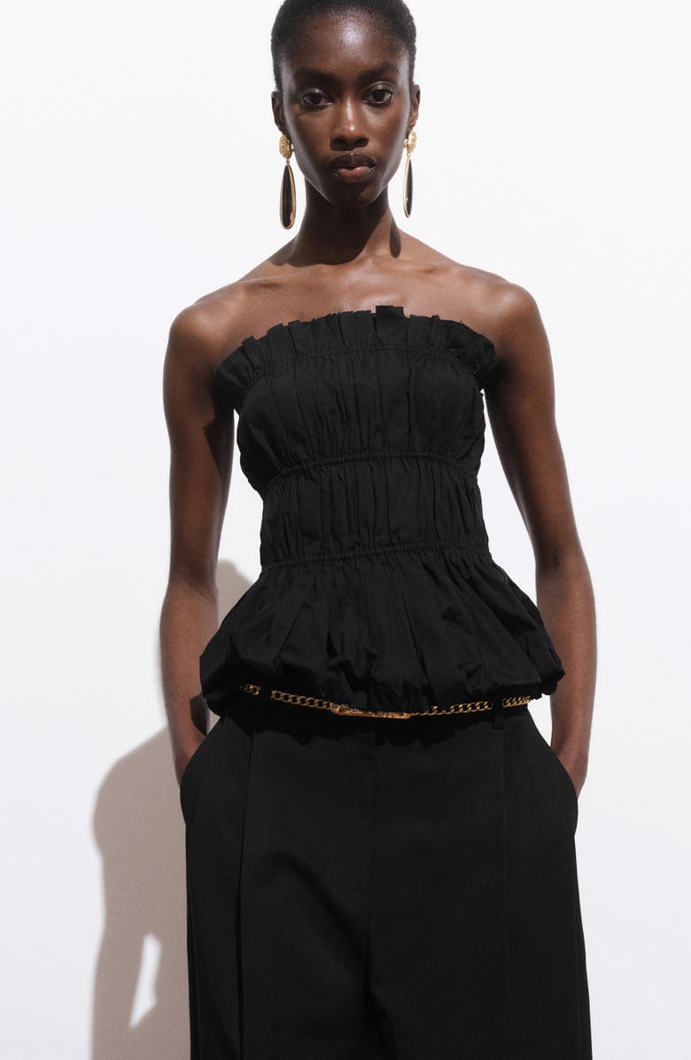 MANGO Pleated Wide Leg Pants, Alternate, color, Black