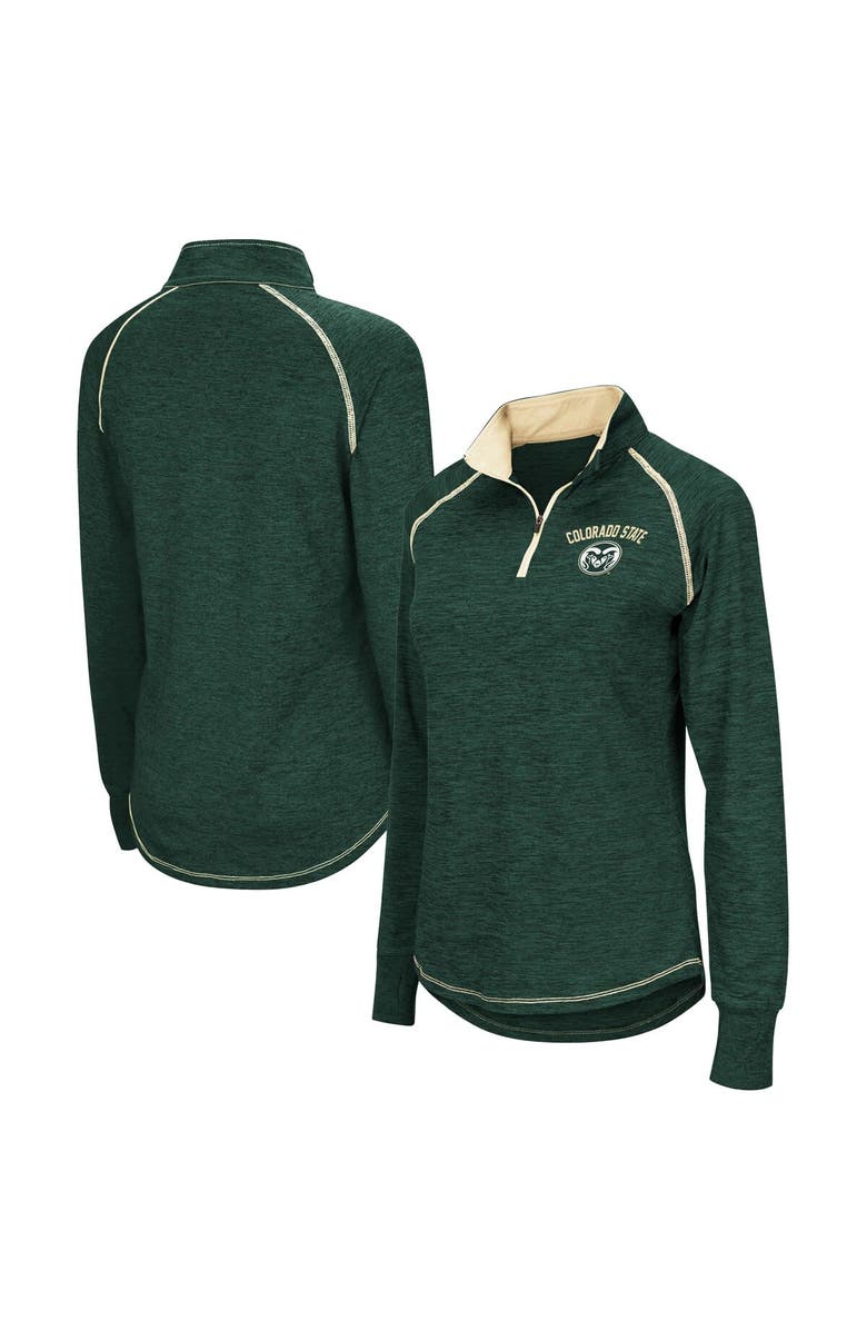 COLOSSEUM Women's Colosseum Heathered Green Colorado State Rams Bikram Raglan Quarter-Zip Jacket, Alternate, color, 