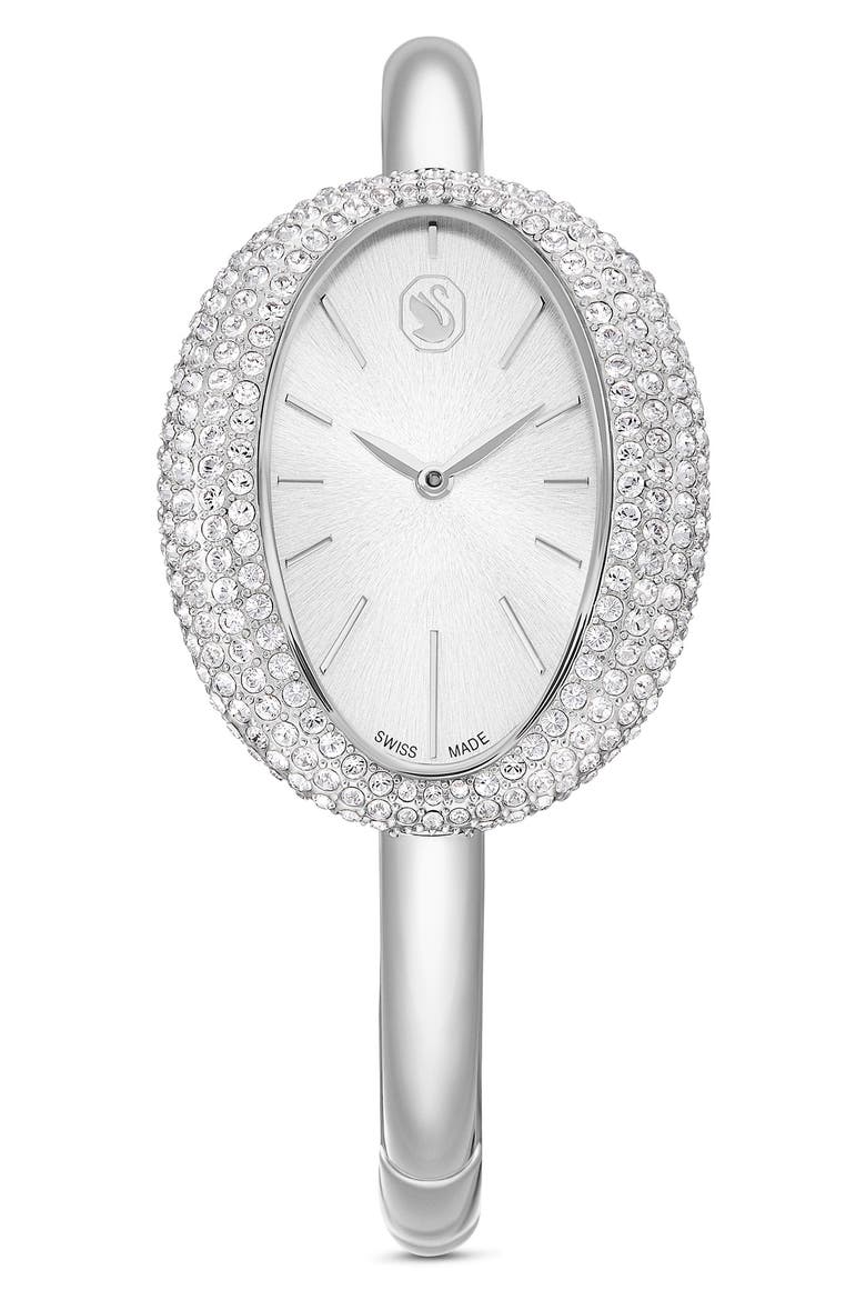 Imber Oval Bangle Bracelet Watch, 35mm x 28mm, Main, color, SILVER