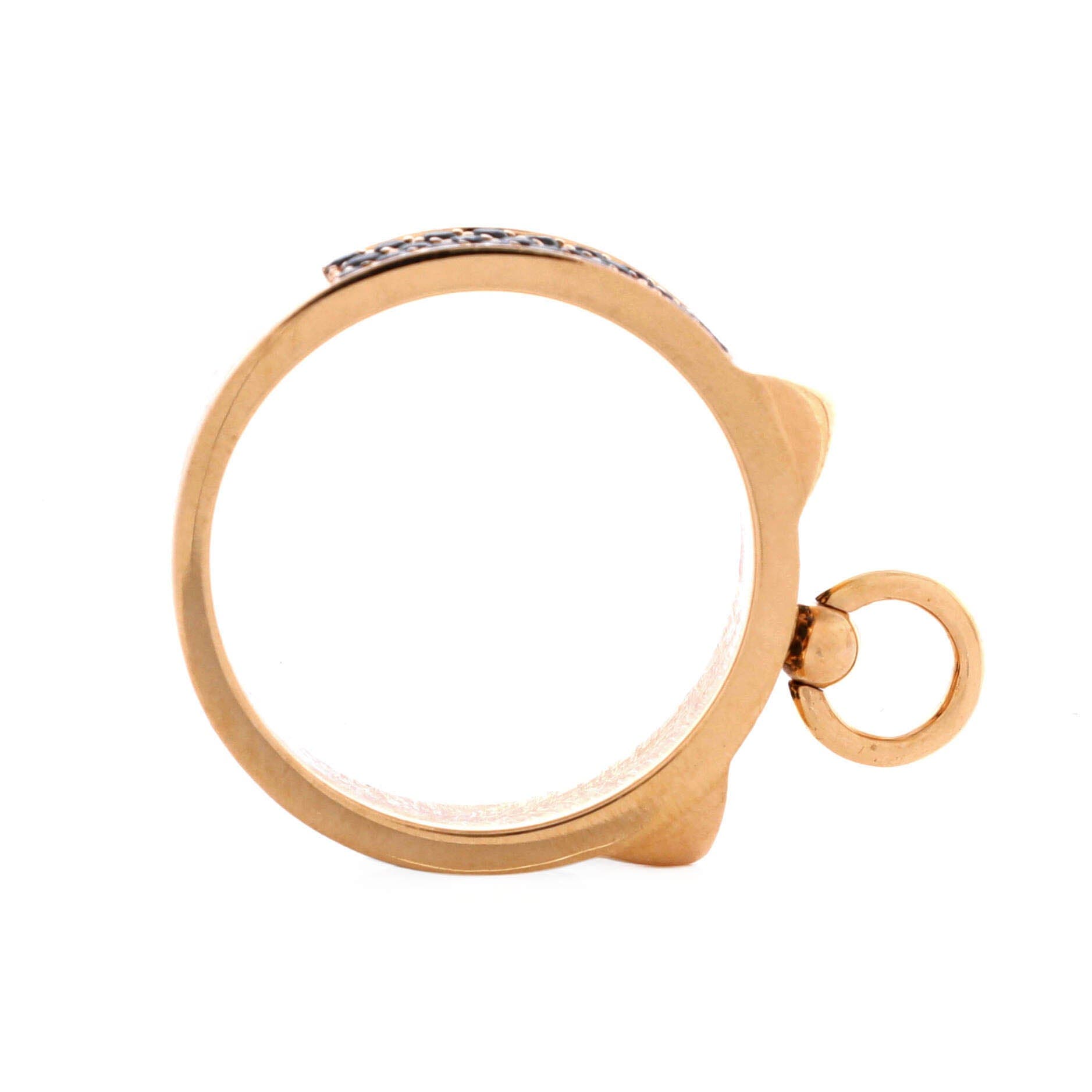 Collier de Chien Ring 18K Rose Gold with Pave Black Spinels Small, Alternate, color, Metallic Gold