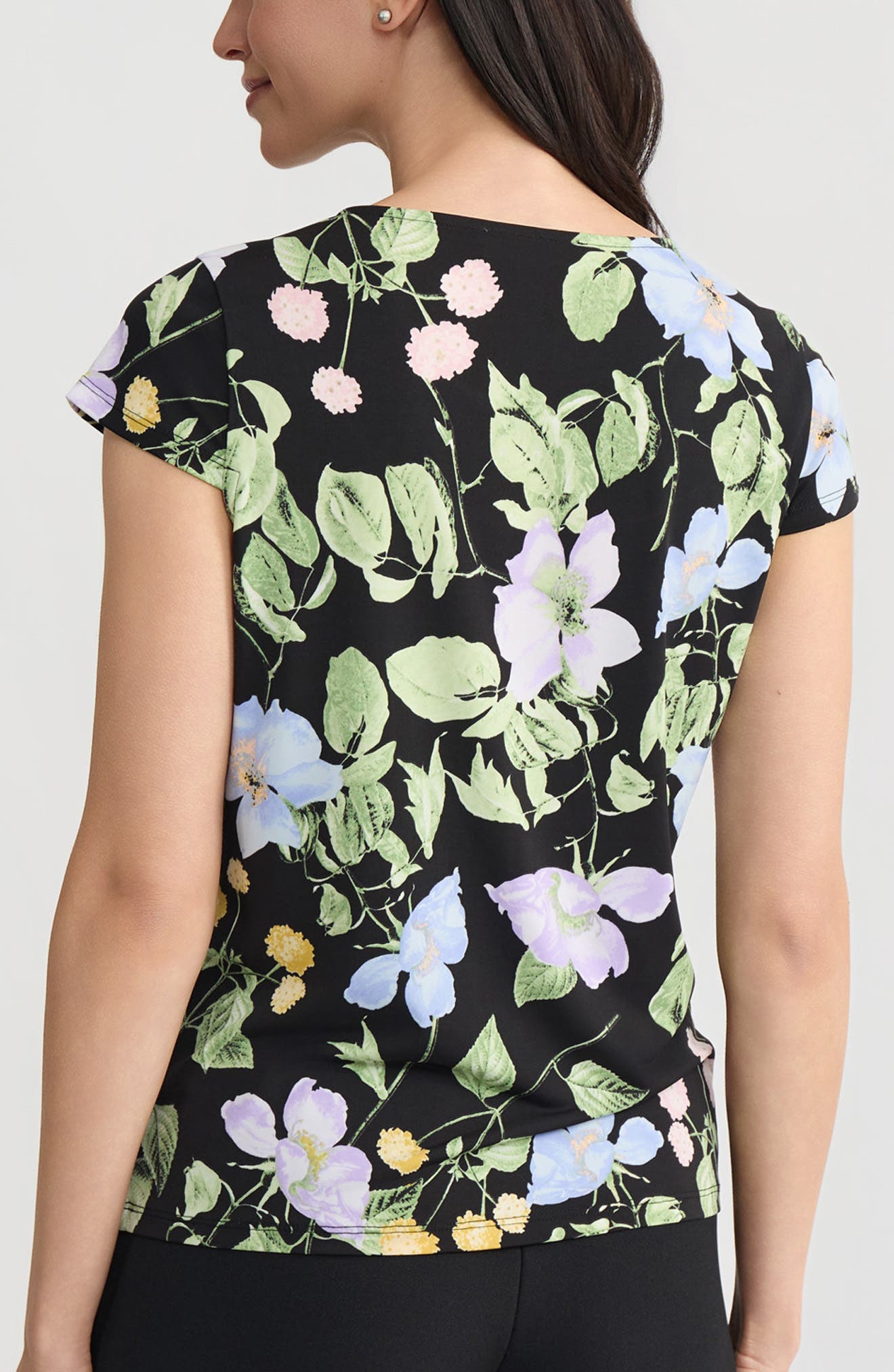 Floral Cowl Neck Cap Sleeve Top - image 2