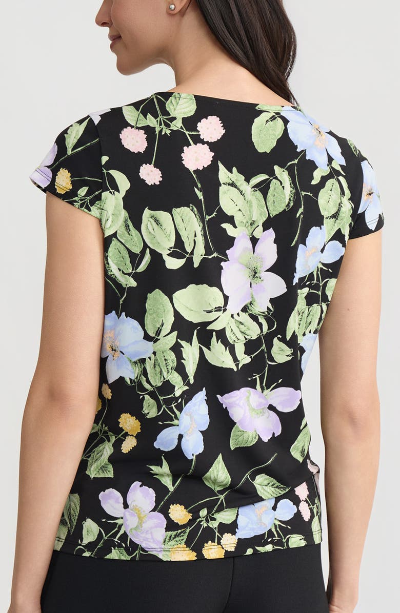 KASPER Floral Cowl Neck Cap Sleeve Top, Alternate, color, Black Multi