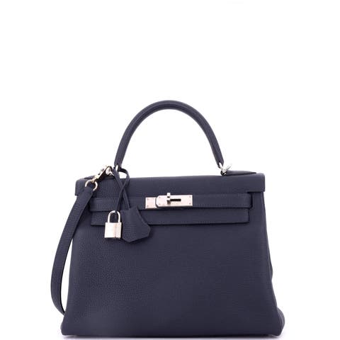 Kelly Handbag Blue Togo with Palladium Hardware 28