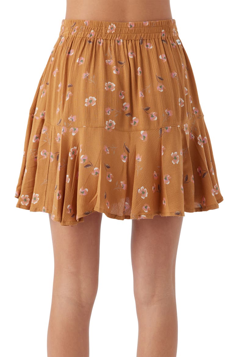 Kids' Mattie Floral Print Skirt, Alternate, color, BROWN SUGAR