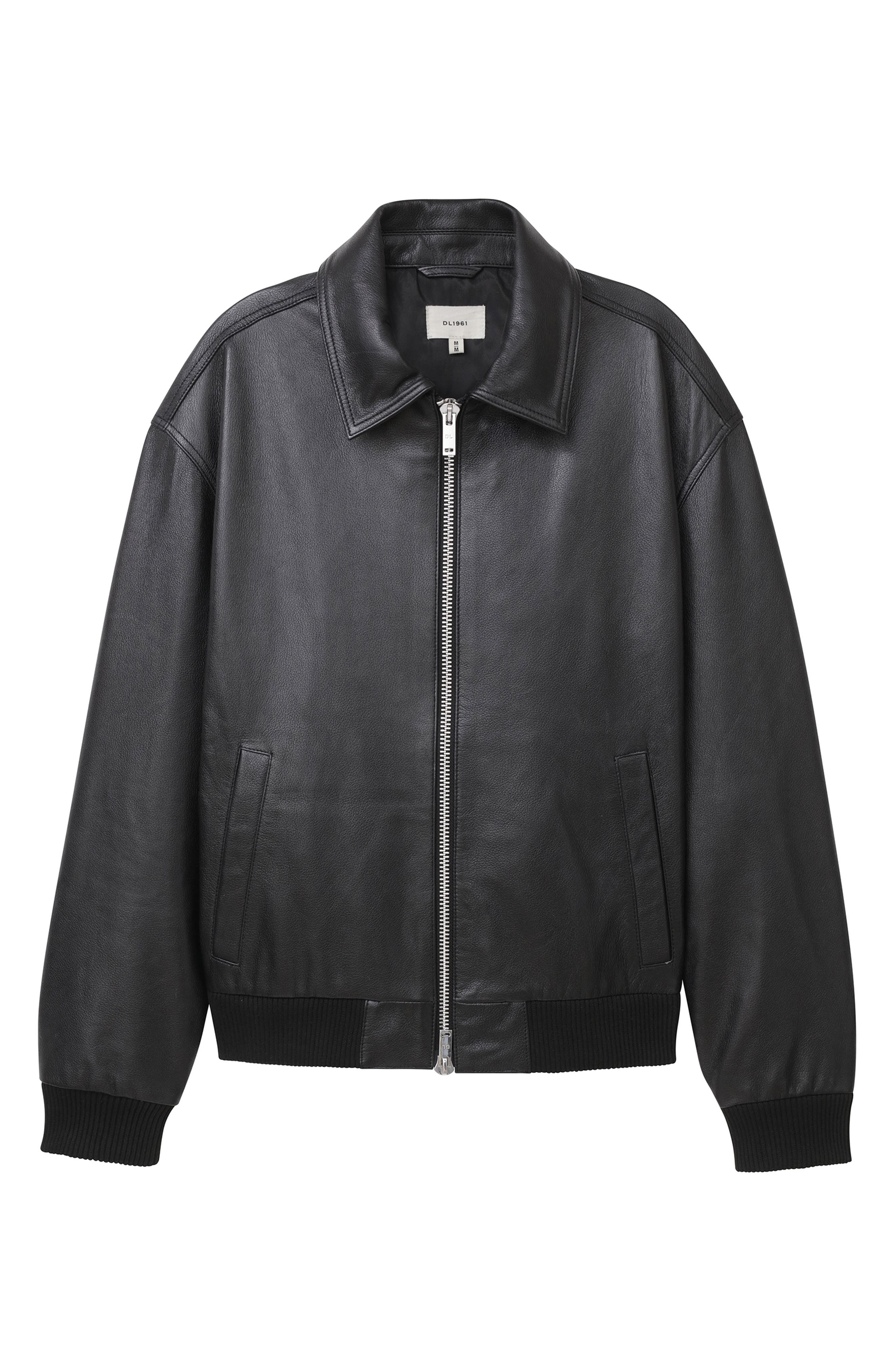 DL1961 Zip Front Leather Bomber Jacket (Men) | Nordstrom