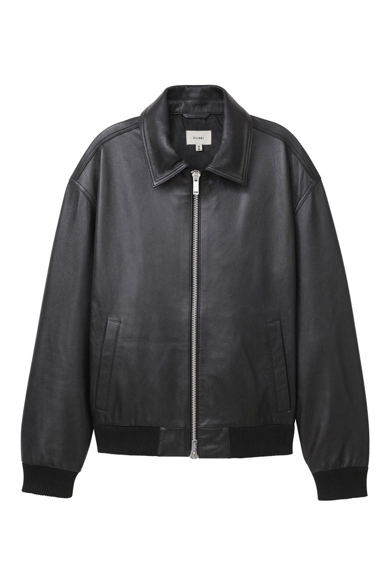 Zip Front Leather Bomber Jacket (Men) | Nordstrom