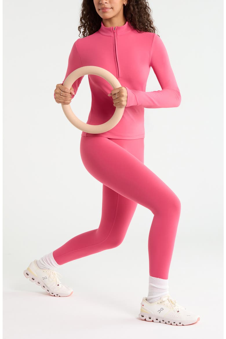 Zen Half Zip Pullover, Alternate, color, PINK CARMINE
