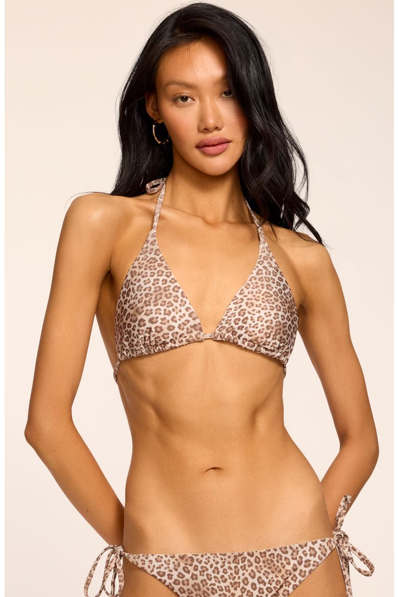 Nikoleta Leopard Triangle Bikini Top, Alternate, color, LIGHT LEOPARD