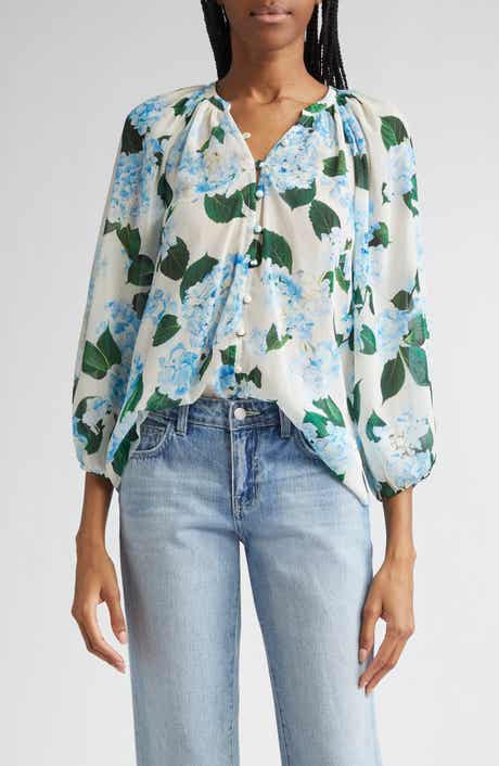 L'AGENCE Teagan Floral Puff Sleeve Top