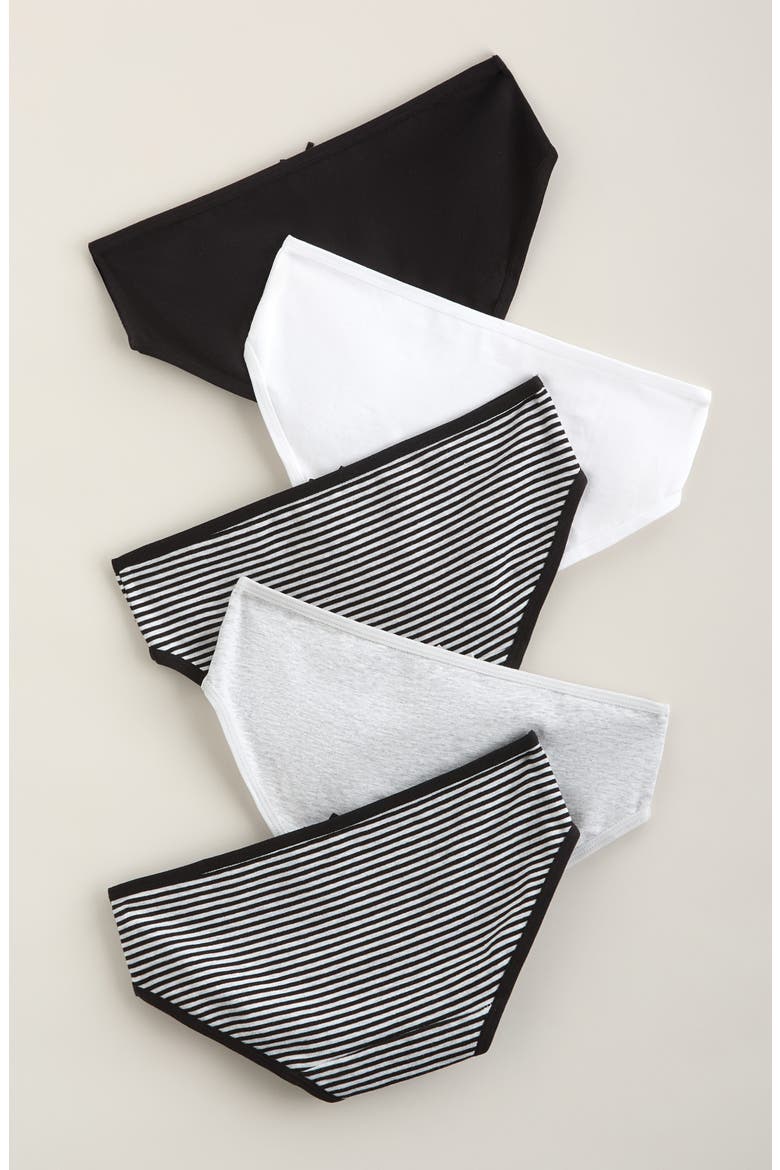 Kids' Assorted 5-Pack Stretch Cotton Hipster Briefs, Alternate, color, BLACK- GREY PACK