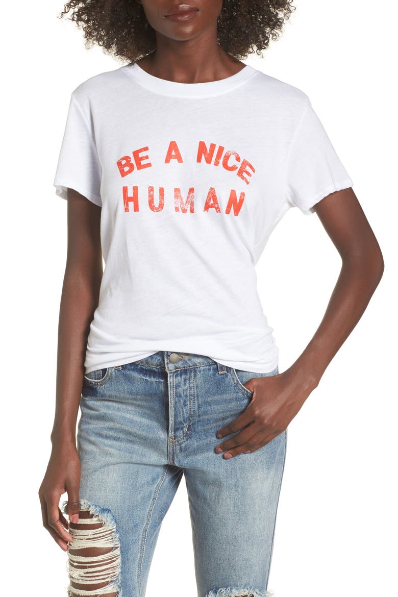 Be A Nice Human Tee, Main, color, WHITE