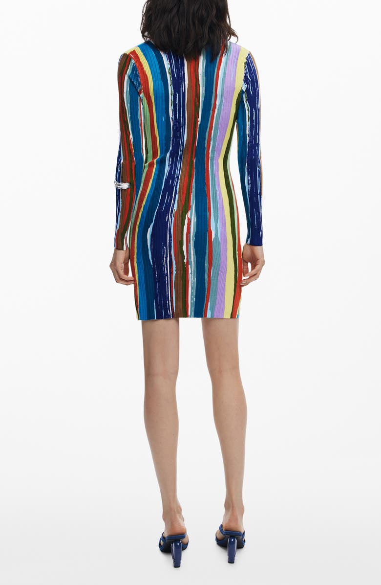 Desigual Paint Stripe Long Sleeve Minidress, Alternate, color, Blue