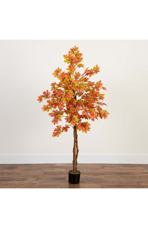 Nearly Natural 5-foot Autumn Deluxe Maple Artificial Tree In Orange