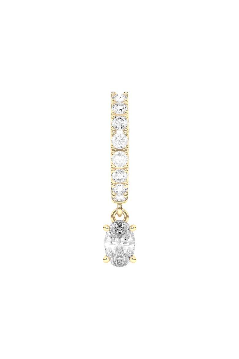 Lab Created Diamond Drop Huggie Hoop Earrings, Main, color, 18K YELLOW GOLD