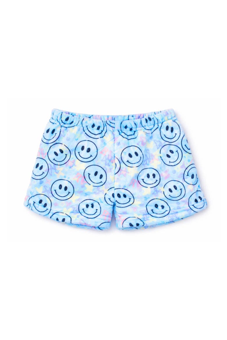 Plush Blue Smiley loungewear Shorts, Main, color, Blue Multi