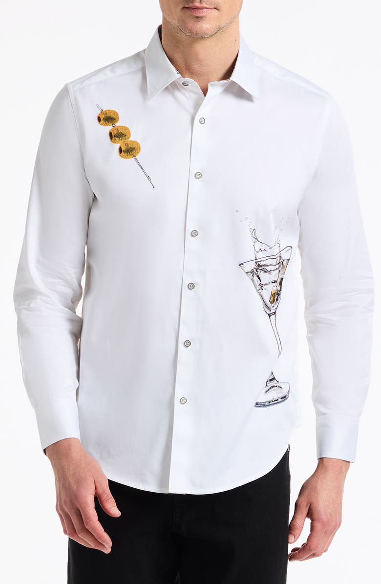 Robert Graham Dean Martini Cotton Dress Shirt, Main, color, White