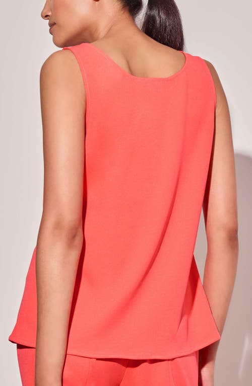 Ming Wang Heritage Fit Deco Stretch Crepe Tank Top In Sunkist Coral