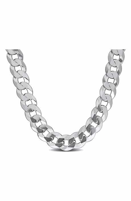 DELMAR Sterling Silver Bevel Curb Chain Necklace