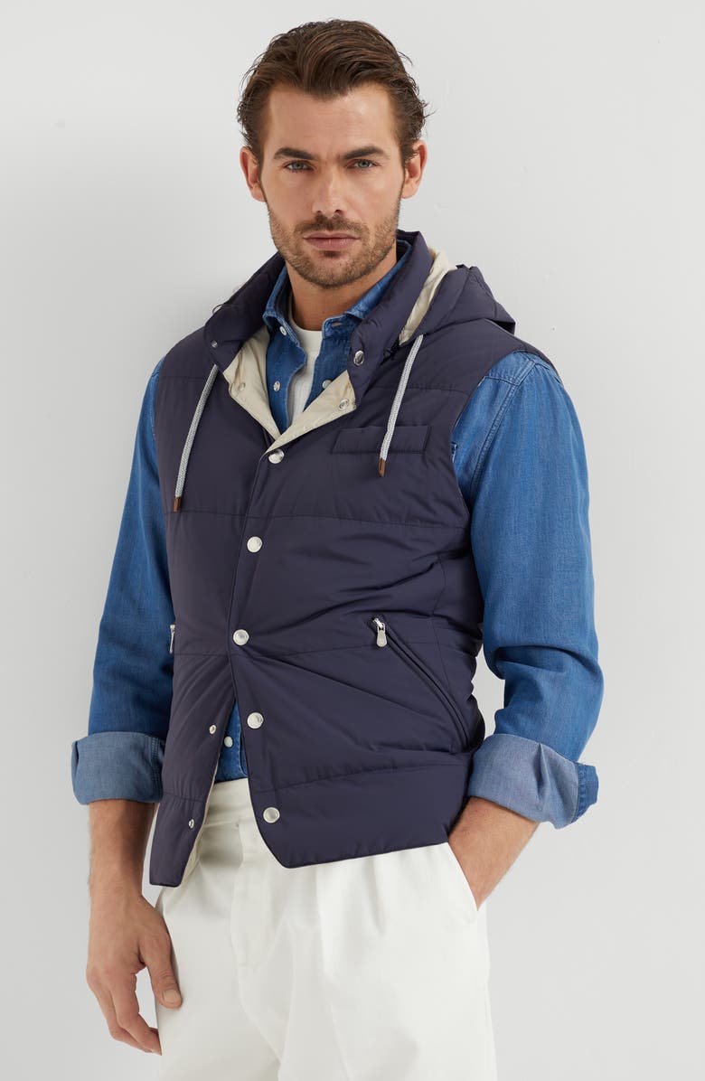 Brunello Cucinelli Nylon down vest, Alternate, color, 
