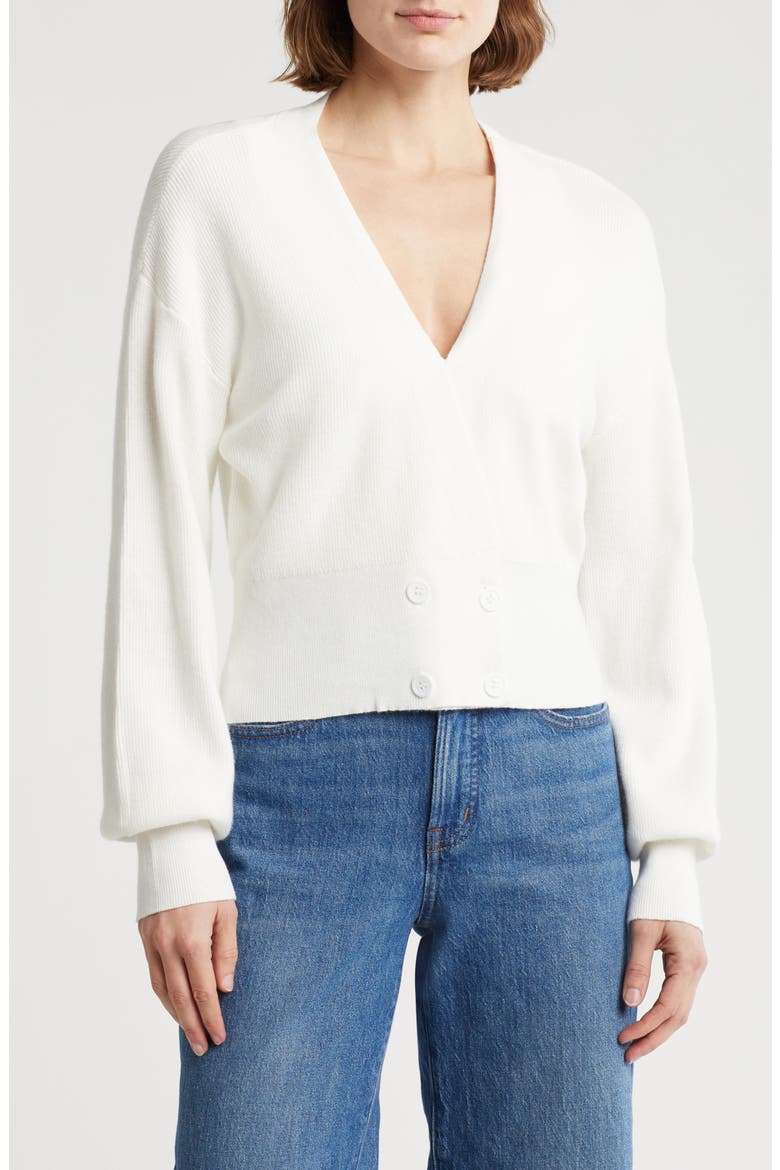 Juliet Double Breasted Crop Cardigan, Main, color, GARDENIA