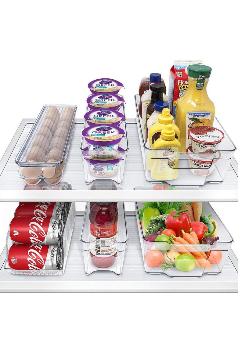 6-Piece Refrigerator & Freezer Organizer Bins, Alternate, color, CLEAR