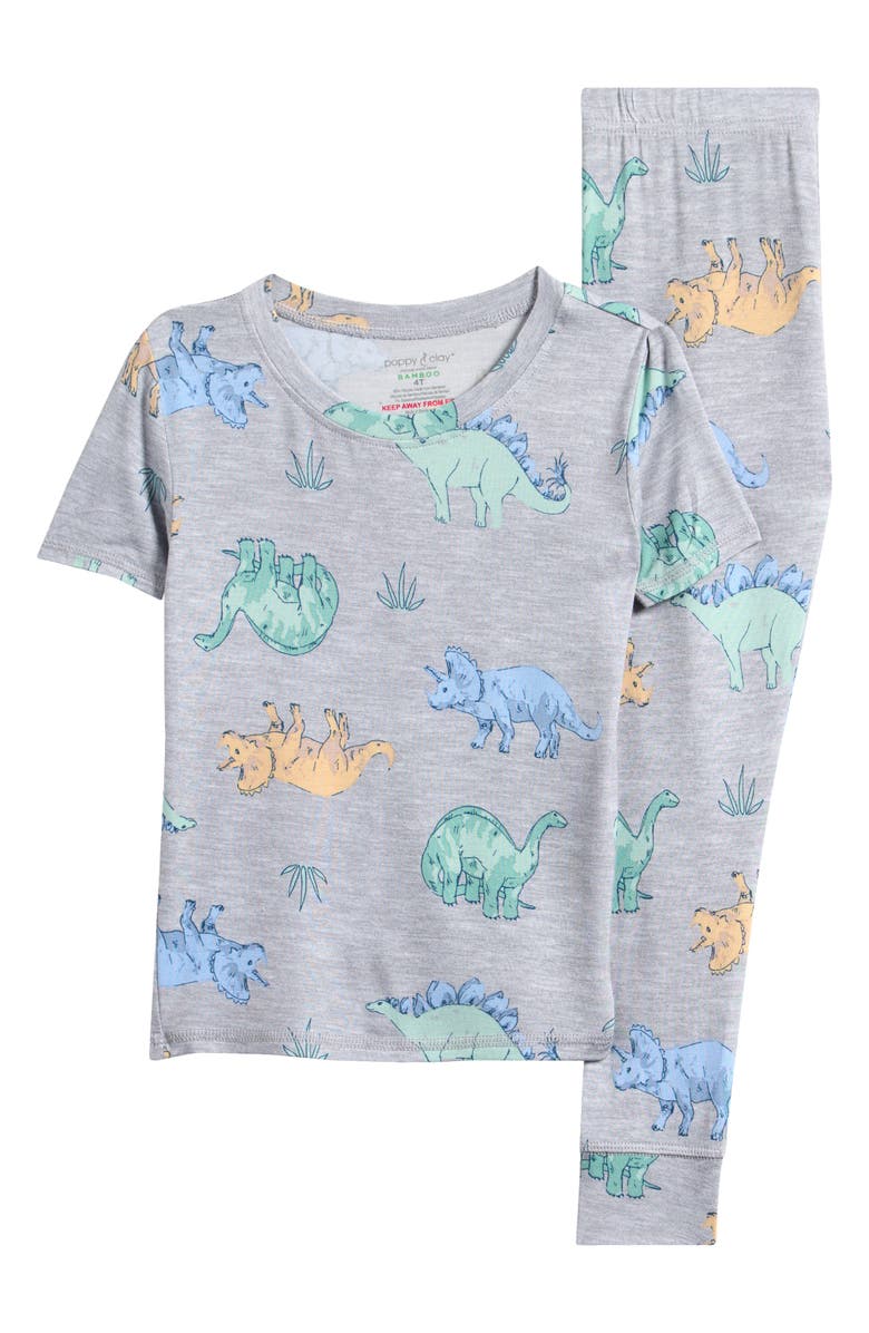 Poppy & Clay Kids' Zen Fitted Long Pajamas, Main, color, Grey Zebra Giraffe