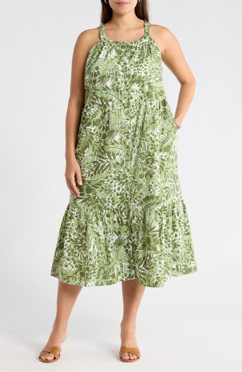 Irenan Leaf Zelie Cotton Midi Dress (Plus)