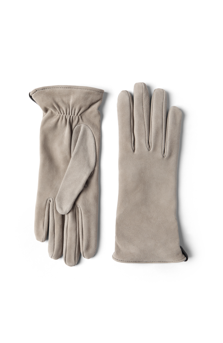 Brunello Cucinelli Suede gloves with monili, Main, color, Beige