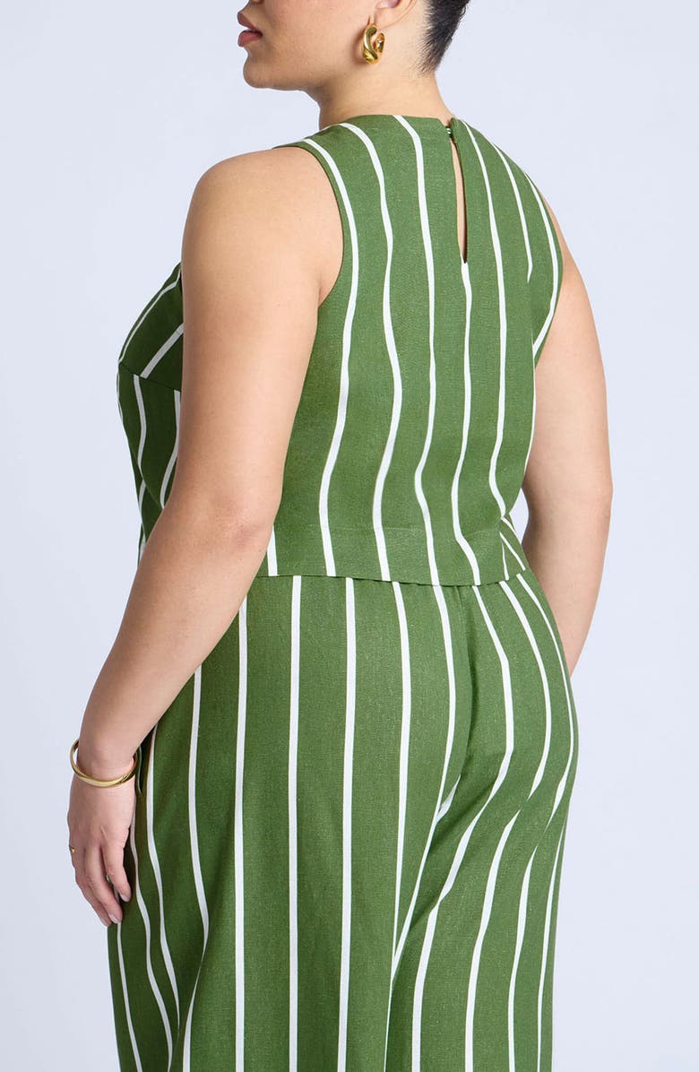 ELOQUII Stripe Sleeveless Linen Blend Top, Alternate, color, 