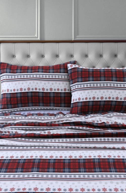 Azores Home Comfy Stripe Cotton Flannel Sheet Set In Red