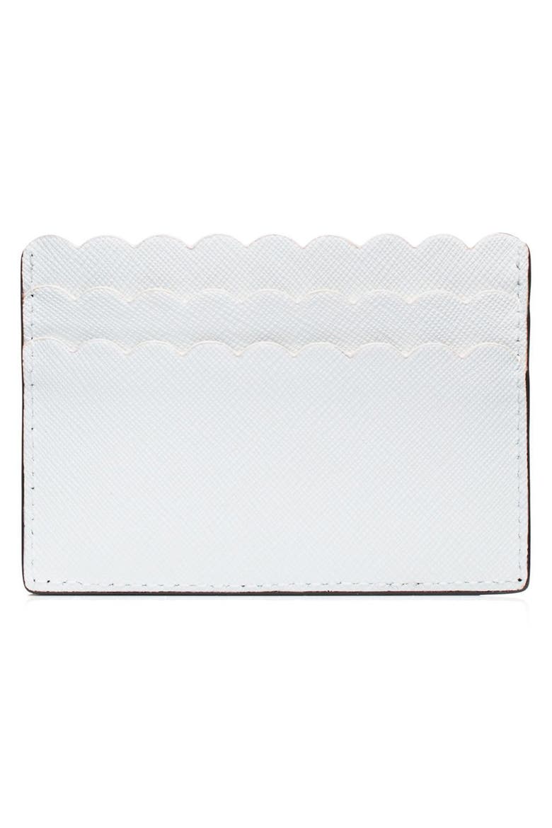 'cape drive' saffiano leather card holder, Alternate, color, BLACK/ BRIGHT WHITE