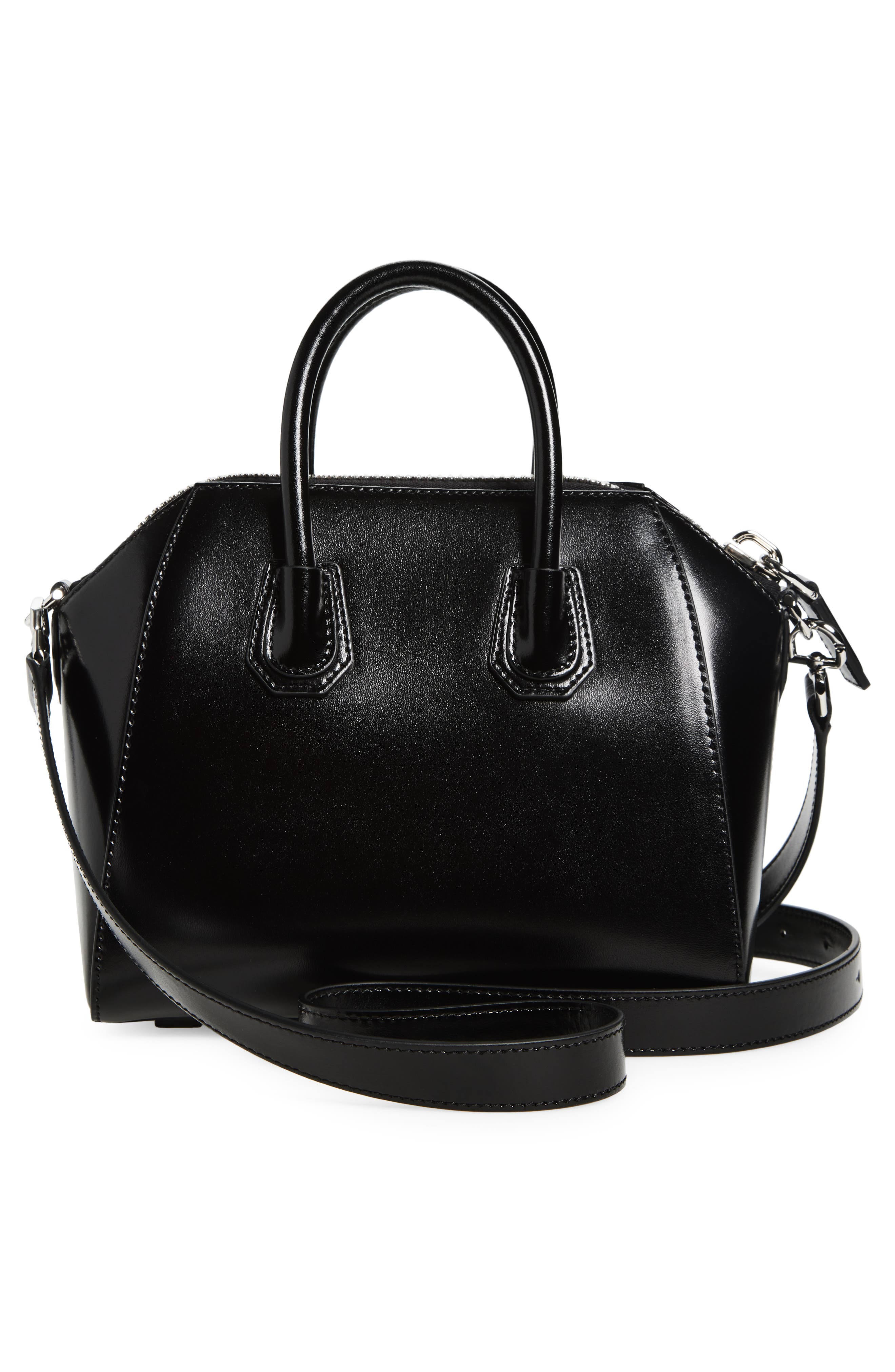 Givenchy Mini Antigona Leather Satchel, Alternate, color, Black