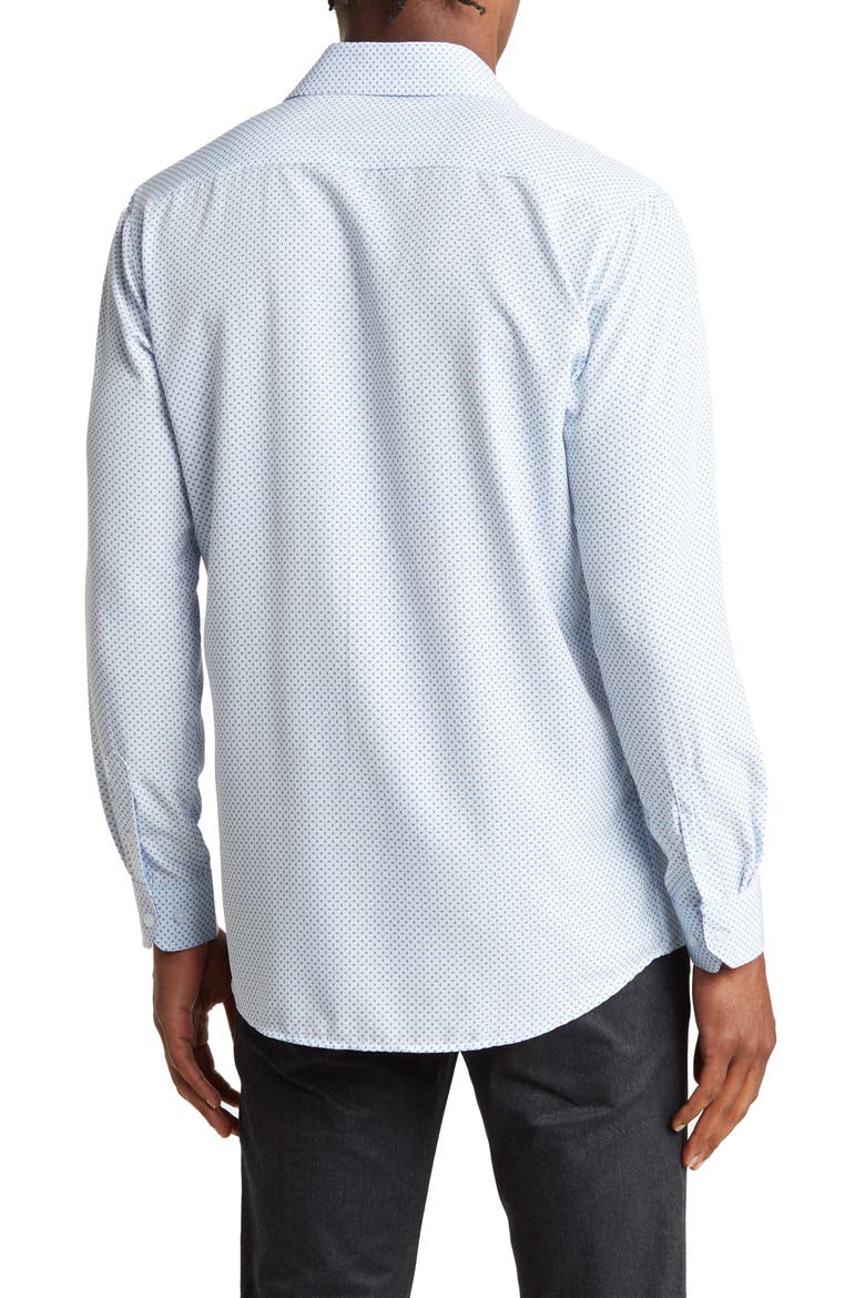 Slim Fit Geometric Print Performance Button-Up Shirt, Alternate, color, WHITE
