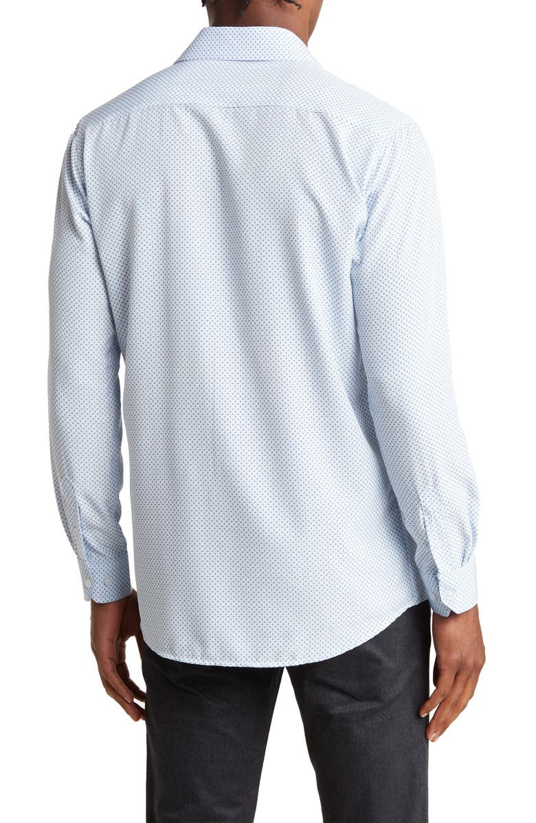 Azaro Uomo Slim Fit Geometric Print Performance Button-Up Shirt, Alternate, color, White