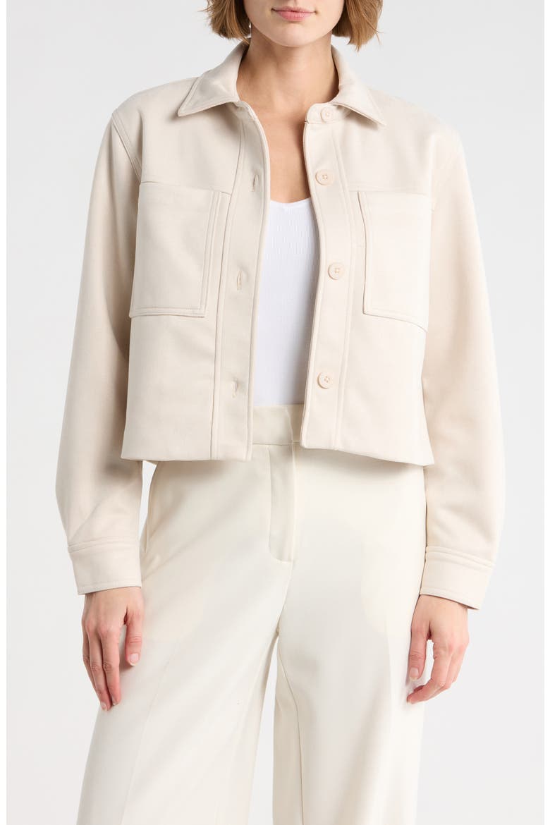 Crop Faux Suede Jacket, Main, color, LIGHT STONE